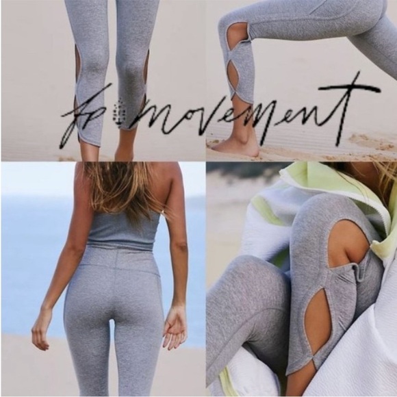 FREE PEOPLE FP Movement Infinity Gray Leggings with Cutout Details - Picture 3 of 14